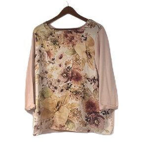 Cb Established 1962 Woman's XL pink floral spring summer casual 3/4 sleeve top